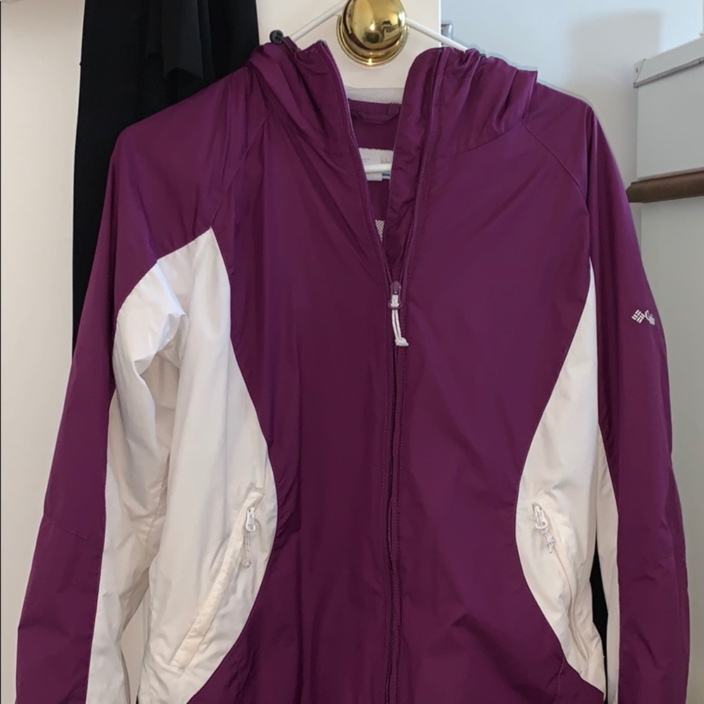 Purple and White Columbia Windbreaker